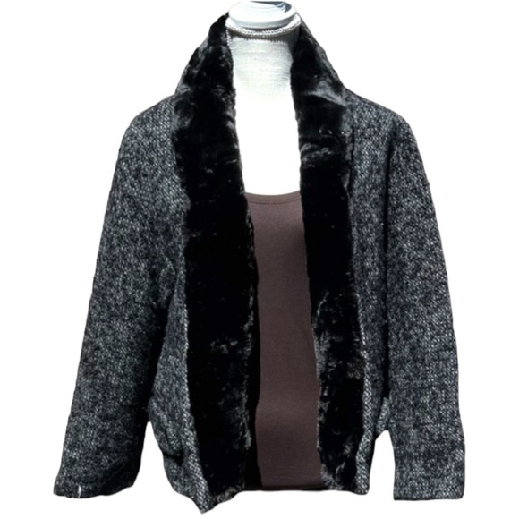 🌻VINTAGE Nan Duskin of Philadelphia Tweed Jacket with Rabbit Fur Trim Size M - Picture 4 of 11